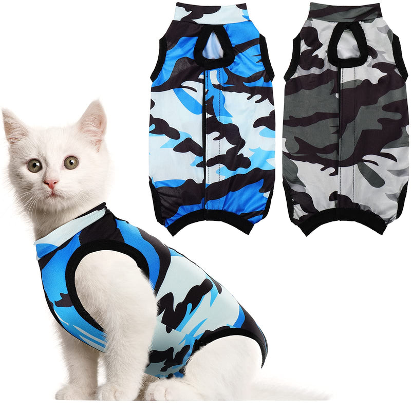 Reginary 2 Pieces Cat Recovery Suits Breathable Cat Recovery Body Wrap Anti-Licking Cat Suit for Cats Dogs Abdominal Wounds Recovery Weaning Camouflage Pattern Small - PawsPlanet Australia