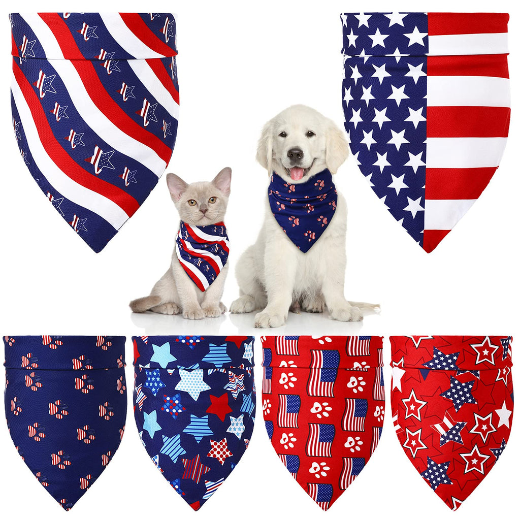 6 Pieces Dog Bandana 4th of July Pet Bandana Stars and Stripes Dog Scarf Independence Day Dog Triangle Bibs American Flag Puppy Bandana USA Dog Bandana Patriotic Pet Bib Scarf for Dogs Cats Pets - PawsPlanet Australia