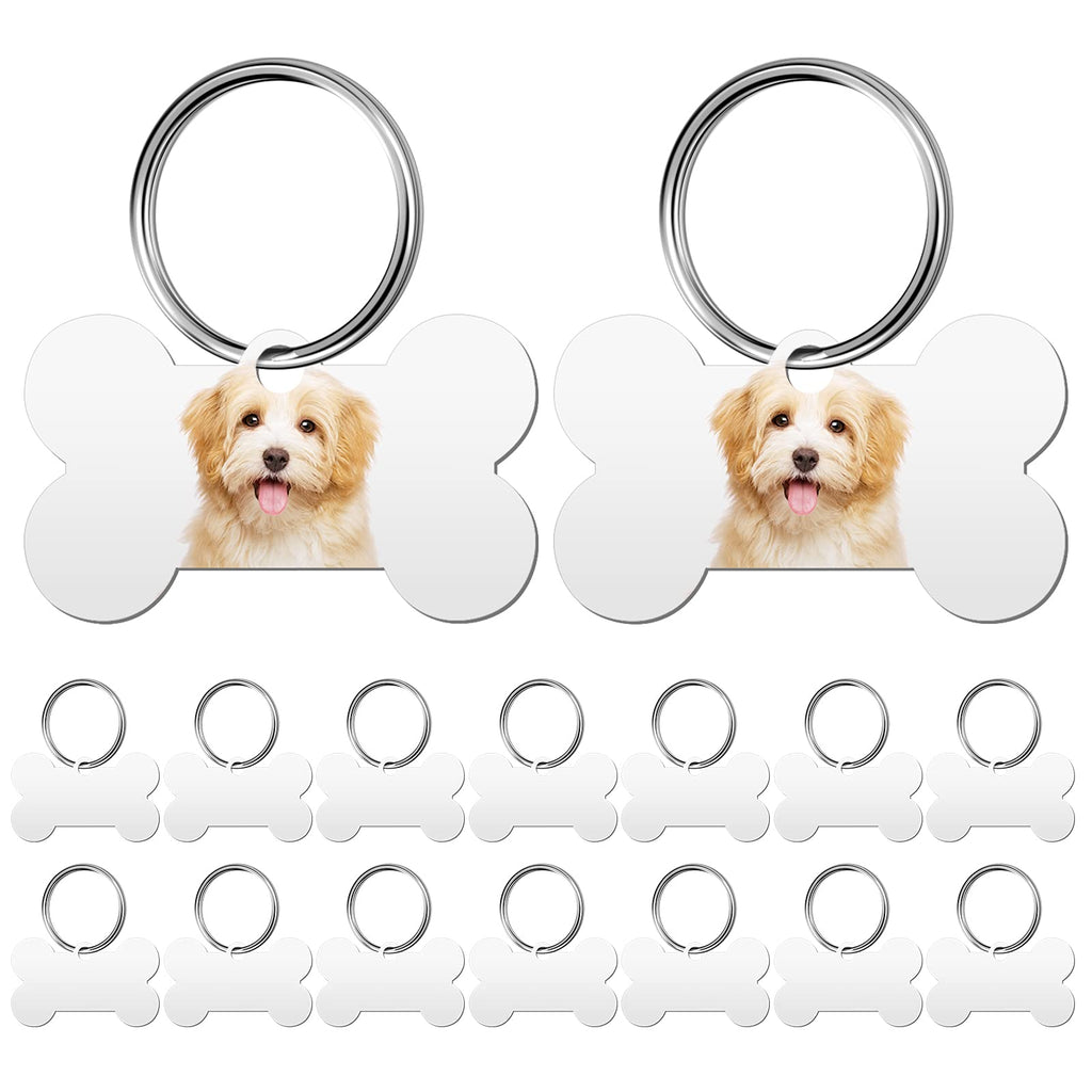 16 Pieces Sublimation Blank Dog Tag Aluminum Dog Tag Bone-Shaped Sublimation Blank Dog Tag Double Sided Dog Tag with Key Ring for Dogs and Cats Pet ID Tag - PawsPlanet Australia