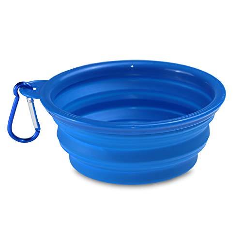 Collapsible Dog Bowld /Cat Bowl, Foldable Expandable Cup Dish for Pet Cat Food/Dog Food Water Feeding Portable Travel Bowl +Carabiner (Blue) Blue - PawsPlanet Australia
