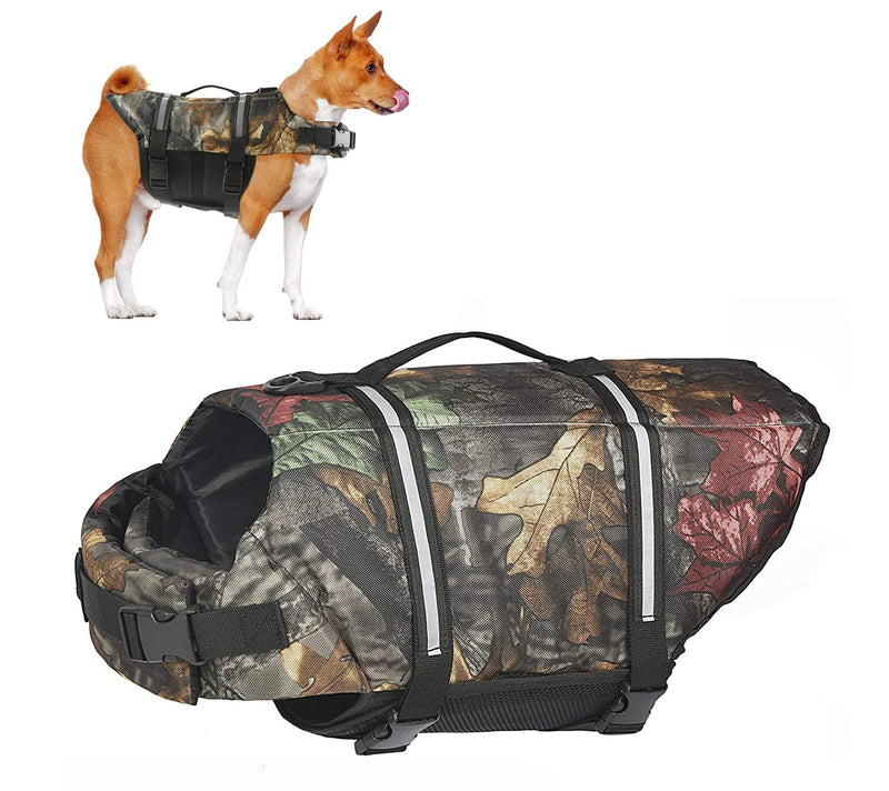 HOTGOL Dog Life Jacket,Adjustable Pet Safety Vest with Reflective Stripes,Swimming Coat for Small Medium Large Dogs(Camouflage, XXS) XX-Small Camouflage - PawsPlanet Australia