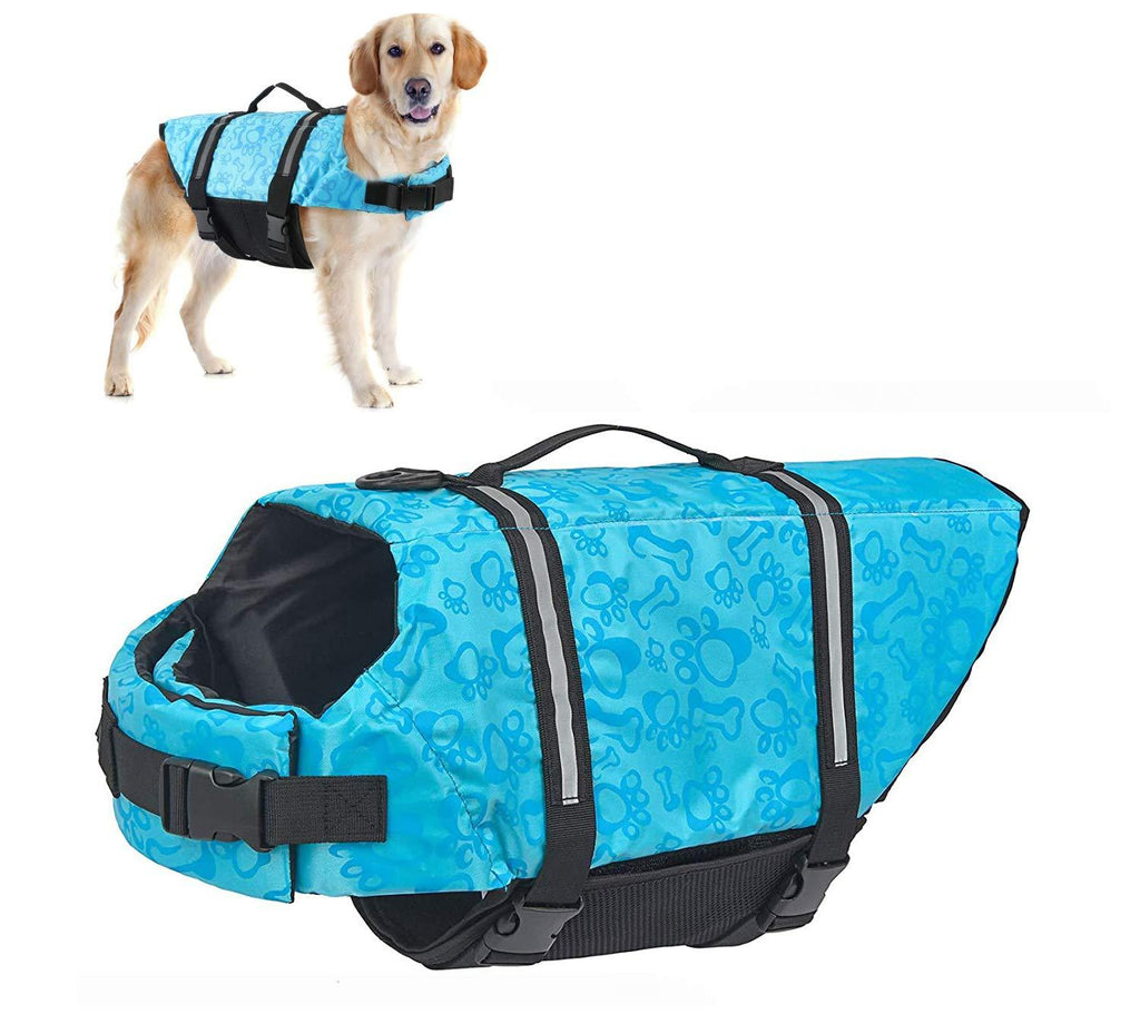 HOTGOL Dog Life Jacket,Adjustable Pet Safety Vest with Reflective Stripes,Swimming Coat for Small Medium Large Dogs(Blue, XXS) XX-Small Blue - PawsPlanet Australia