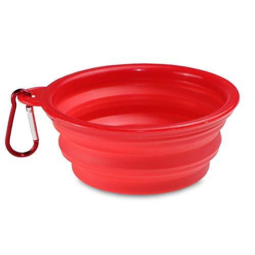 Collapsible Dog Bowld /Cat Bowl, Foldable Expandable Cup Dish for Pet Cat Food/Dog Food Water Feeding Portable Travel Bowl +Carabiner (Red) Red - PawsPlanet Australia