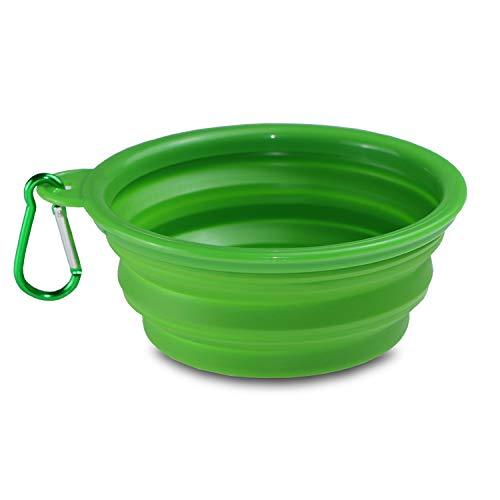 Collapsible Dog Bowld /Cat Bowl, Foldable Expandable Cup Dish for Pet Cat Food/Dog Food Water Feeding Portable Travel Bowl +Carabiner (Green) Green - PawsPlanet Australia
