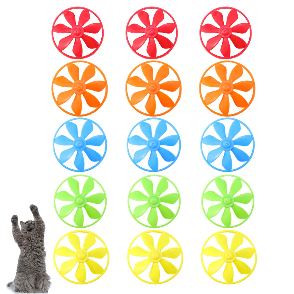 15 Pieces Cat Fetch Toys Colorful Flying Propellers Cat Chasing Flying Propeller Cat Playing Toy for Interactive, Exercising, Training, Hunting, Chasing, Batting, 5 Colors - PawsPlanet Australia