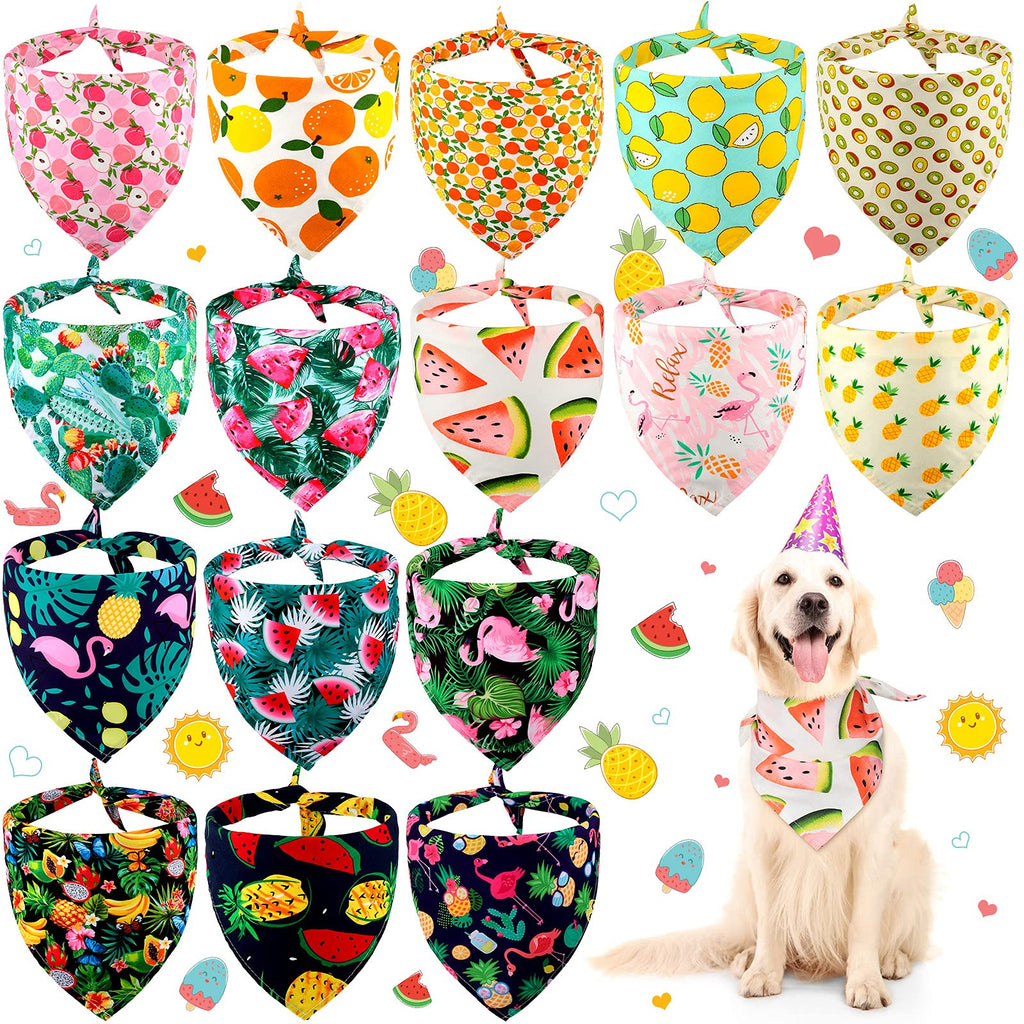 16 Pieces Summer Dog Bandanas Washable Fruit Pet Scarf Adjustable Triangle Dog Bibs Assortment Pet Kerchief Dog Bandana Accessories for Small Medium Size Pets - PawsPlanet Australia