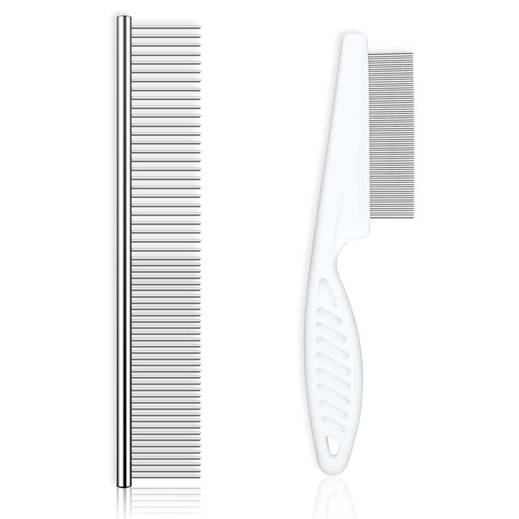 Dog Comb, Flea Comb and Cat Comb，Professional Stainless Steel Pet Lice Comb, Long and Short Hair Multi-purpose,Puppy Nit Comb, Pet Tick Comb for Removing Tangles and Fluff Efficient Skin Health. - PawsPlanet Australia