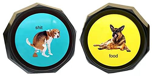 BOSKEY Set of 4, Dog Speech Training Buzzers, Recordable Buttons - Train Your Dog to Voice What They Need (Battery Included) Blue+Yellow - PawsPlanet Australia