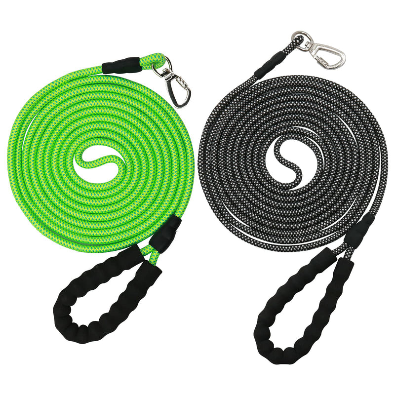 Tresbro 15ft Heavy Duty Dog Leash, 2 Pack 1/3" Climbing Rope Dog Training Leash with Swivel Secure Lockable Hook and Soft Padded Handle, Puppy Lead Leash for Small Medium Large Dogs Training Walking 15ft 1/3" - PawsPlanet Australia