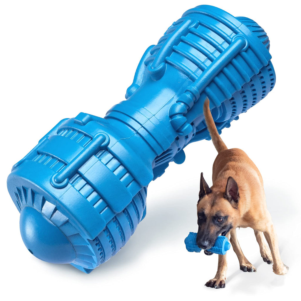 EASTBLUE Dog Squeaky Toys for Aggressive Chewers: Rubber Puppy Chew Toy with Squeaker Almost Indestructible and Durable Toy for Medium and Large Breed Blue - PawsPlanet Australia