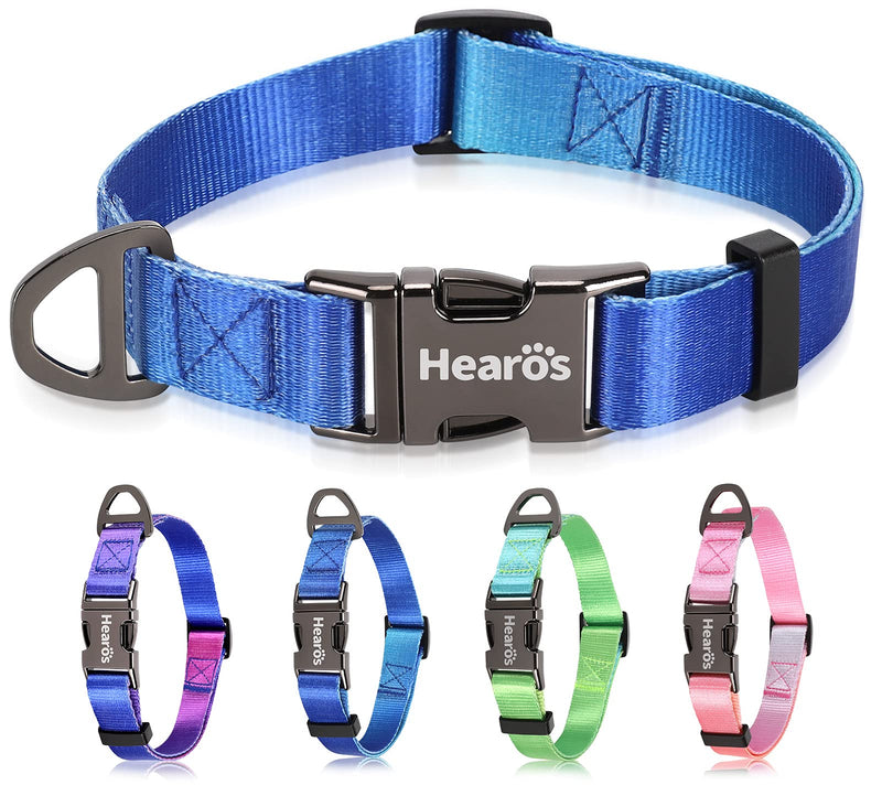 Hearos Dog Collar Ombre Color,Soft Buckle Comfortable Nylon Adjustable Pet Collars for Large,Medium,Small Puppy Dogs (Blue, Small) Blue - PawsPlanet Australia