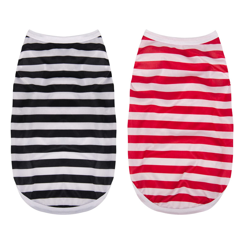 Hozz 2 Pack Dog Cute Striped T Shirts Sleeveless for Puppy Dogs Soft Durable Polyester Summer Vest Clothes no Shrink Fashion Classic S Small 2 Pack Striped - PawsPlanet Australia