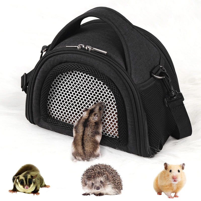 YUDODO Hamster Carrier Guinea Pig Carrier Bag Small Animal Sugar Glider Pouch Gerbil Hedgehog Portable Travel Carrier Outdoor Hangbag Flying Squirrel Rat Carrier Large Black - PawsPlanet Australia