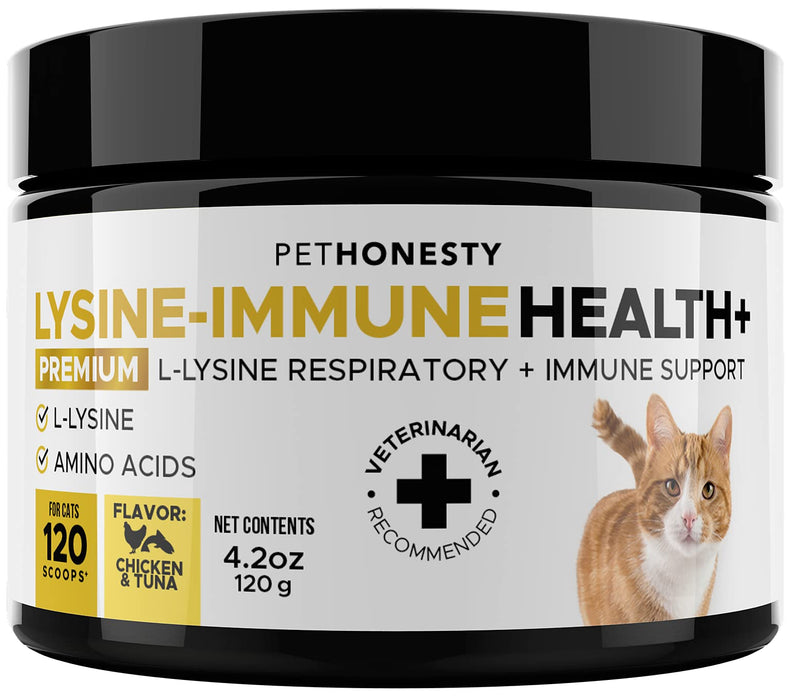 PetHonesty Lysine Immune Health+ Supplement Powder for Cats - Immune Health, Cat Allergy Relief - Sneezing, Runny Nose, Watery Eyes - Cats & Kittens of All Ages - Omega 3s, L-Lysine - Chicken & Fish - PawsPlanet Australia