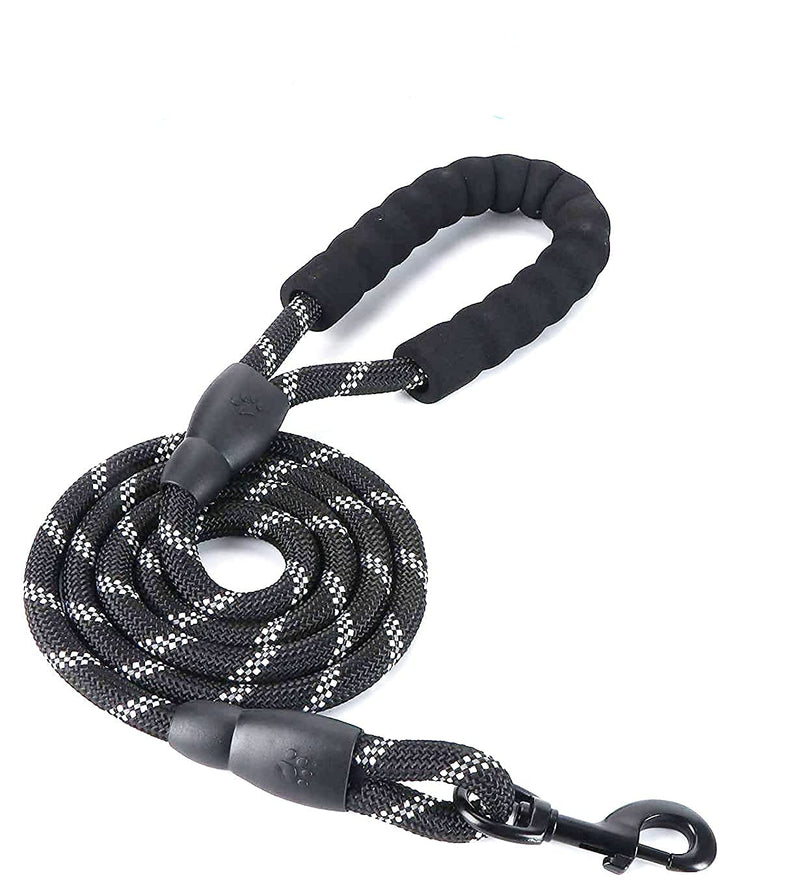 Ecomiproducts 5FT Strong Dog Leash with Comfortable Padded Handle and Highly Reflective Threads Dog Leashes for Small Medium and Large Dogs (Black) Black - PawsPlanet Australia