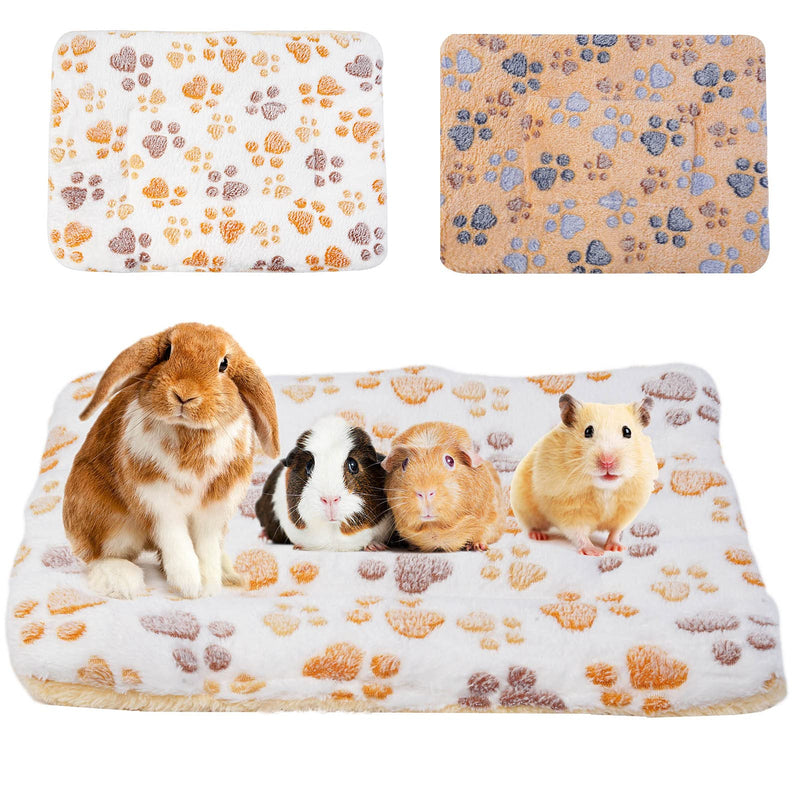 2Pcs Small Animal Plush Bed, Guinea Pig Hamster Rabbit Bed Mat for Bunny, Chinchilla, Squirrel, Hedgehog 12x14inch （Footprint Footprint - PawsPlanet Australia