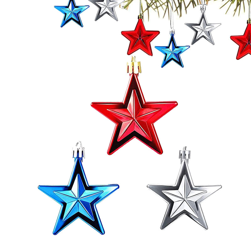 24Pcs 4th of July Star Hanging Ornament-Independence Day Decorations Memorial Day Decorations Party Festival Christmas Tree Decorations Indoor and Outdoor Décor - PawsPlanet Australia