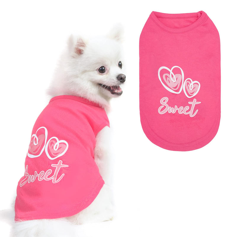 Prince Fashion Pet T-Shirt Small Dog Cat Vest Clothes Puppy Costumes for Chihuahua Yorkshire Terrier Large Hot Pink - "Sweet" - PawsPlanet Australia