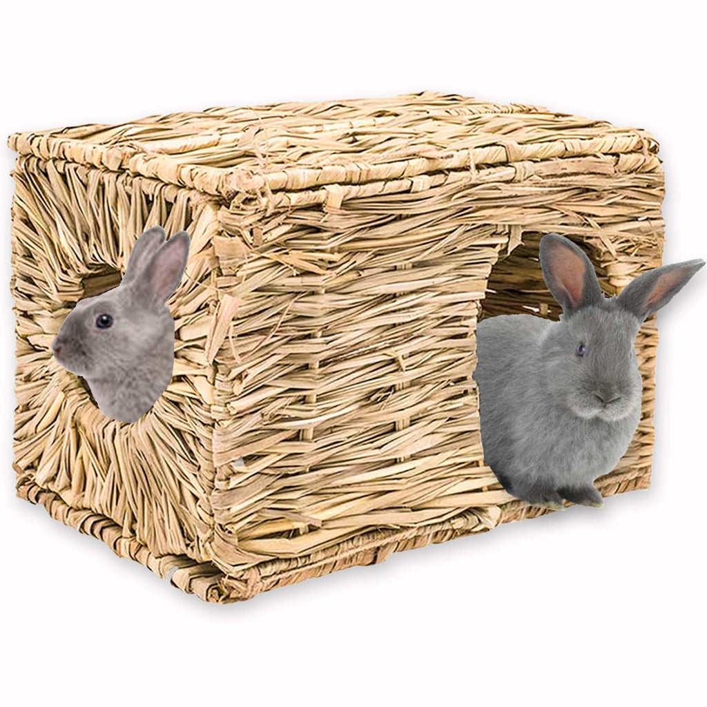 HERCOCCI Extra Large Grass House for Rabbit, Foldable & Comfortable - Small Animal Hut Play Hideaway Bed Hay Mat Chew Toy for Bunny Guinea Pig Hamster Chinchilla (1 Pack) 1 Pack - PawsPlanet Australia