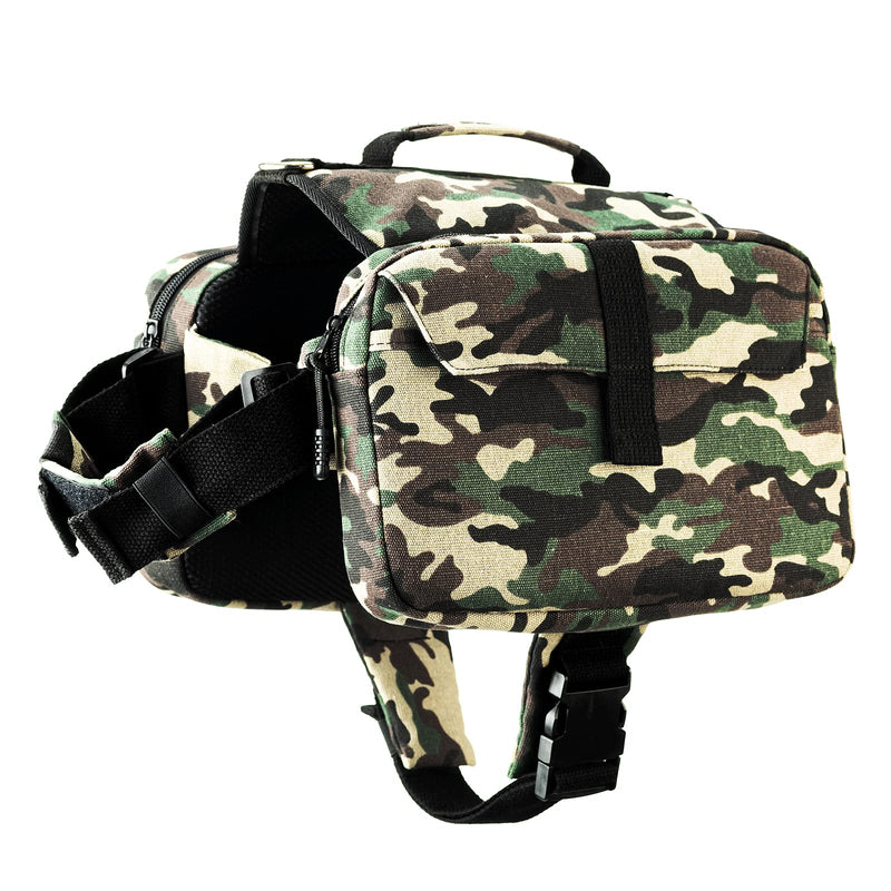 JLYLOL Dog Backpack Dog Saddle Bag Dog Backpack for Dog to Wear Dog Hound Travel Camping Hiking Backpack Harness Backpack for Medium & Large Dog Green Camo - PawsPlanet Australia