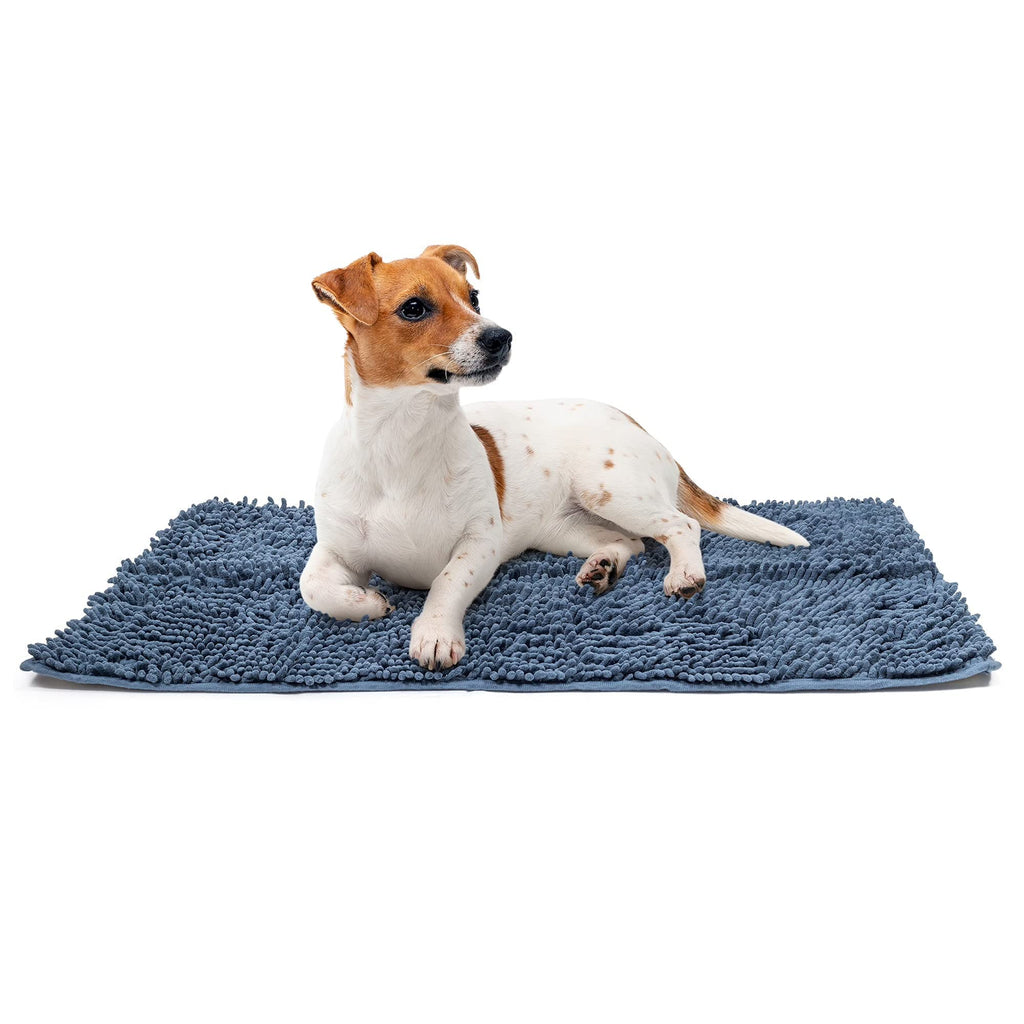 DOUG'S RESERVE - Dog Door Mat - Indoor Floor Microfiber Chenille Rug - for Muddy Paws Cleaning and Coat Drying - Durable, Extra Absorbent, Machine Washable - 24 x 36 Inch… Blue - PawsPlanet Australia