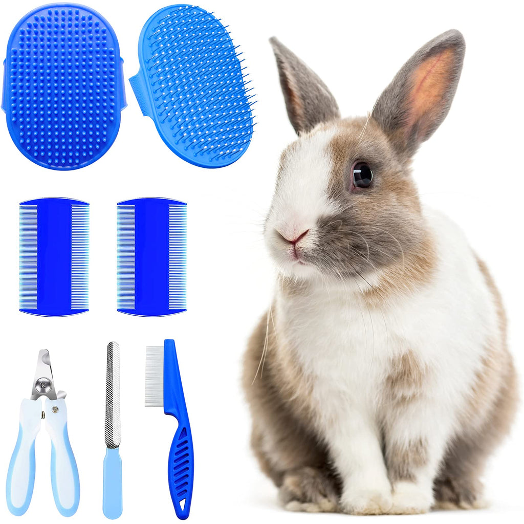 Hzran 6 Pieces Rabbit Grooming Kit, Pet Hair Remover, Rabbit Grooming Brush, Shampoo Bath Brush, Small Animal Nail Clippers and Trimmers, Pet Comb Grooming Set for Rabbit, Hamster, Bunny, Guinea Pig - PawsPlanet Australia