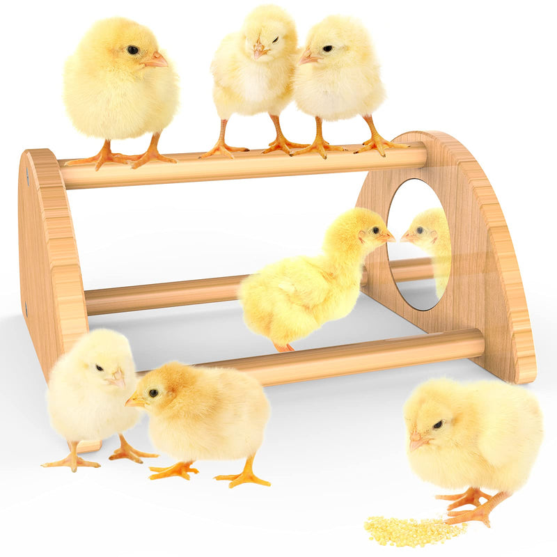 Ensayeer Bamboo Chicken Perch with Mirror, Strong Roosting Bar for coop and brooder, Training Perch for Large Bird, Hens, Parrots, Macaw, Easy to Assemble and Clean, Fun Toys for Chicken 7.1 inch - PawsPlanet Australia