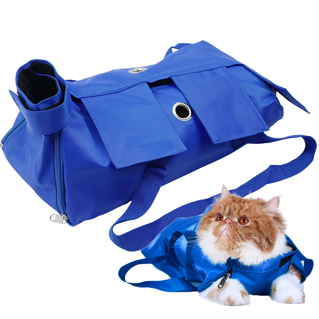 Kukaster Pet Cat’s Restraint Bag for Claw Care Nail Trimming Anti-Scratching Grooming Bag for Cats Medical Examination S blue - PawsPlanet Australia