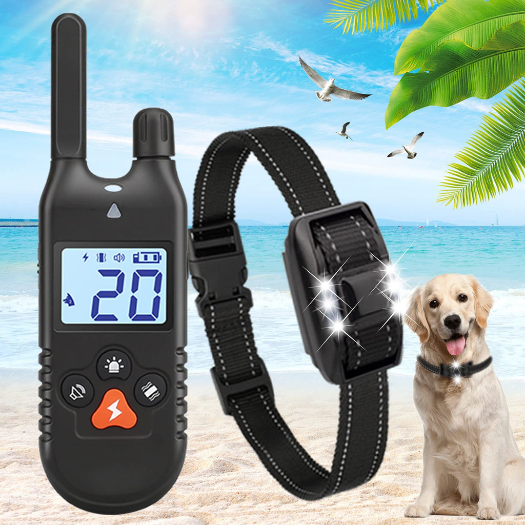 iTecFreely Dog Training Collar with Remote, Electronic Dog Shock Collar with 3 Mode Beep,Vibration,Shock, 3300Ft Range,E Dog Bark Collar Waterproof Rechargeable with Light for Large Medium Small Dogs - PawsPlanet Australia