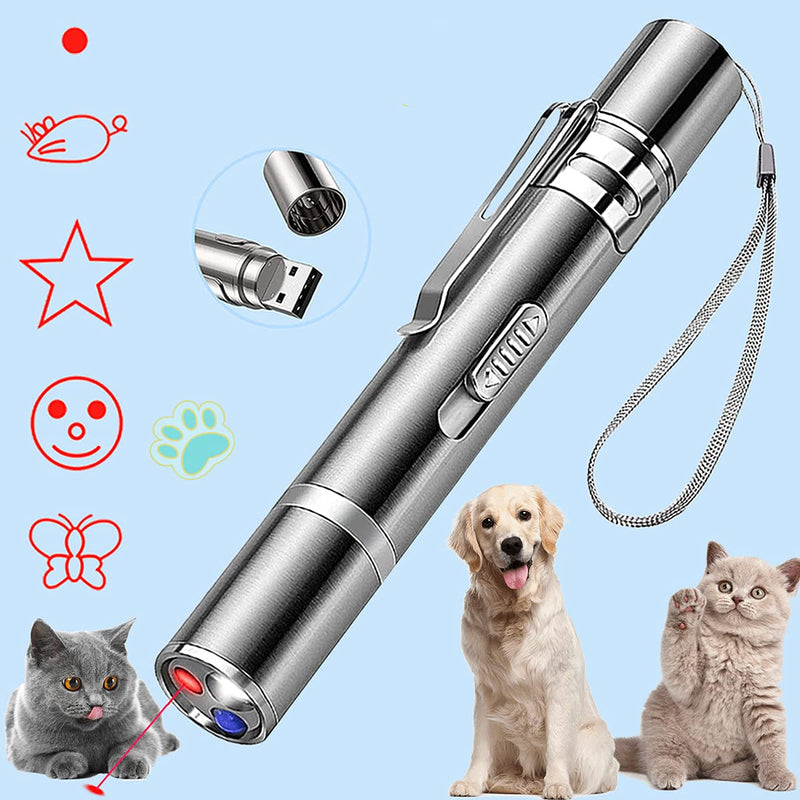 NHOEBICK Cat Toys for Indoor Cats Kitten Pointer Toys, Cat Pointer Toy for Indoor Tease Cats Pointer Toy Playing Training Chaser Interactive Pet Dogs Indoor Cats Kitten Red Light Pointer Toys, Silver - PawsPlanet Australia