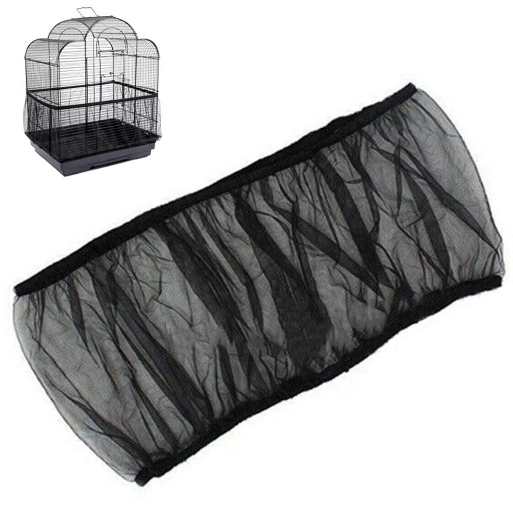 Universal Bird Cage Seed Catcher,Seed Catcher Guard Net Cover,Parrot Nylon Mesh Net Cover,Soft Airy Cage Net Stretchy Skirt for Round Square Cages(Circumference 50 inch to 90 inch，Black) Black Circumference 50 inch to 90 inch - PawsPlanet Australia