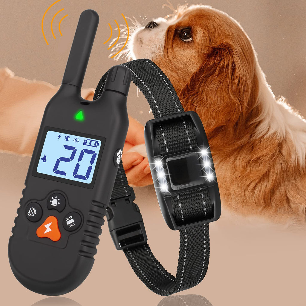 Ropetty Dog Training Collar, IP67 Waterproof Rechargeable Collars for Large Medium Small Dogs with 3 Training Modes, Beep, Vibration and Shock Adjustable, 1000 Feet Range Remote, Safe and Humane Training Collar-New Black - PawsPlanet Australia