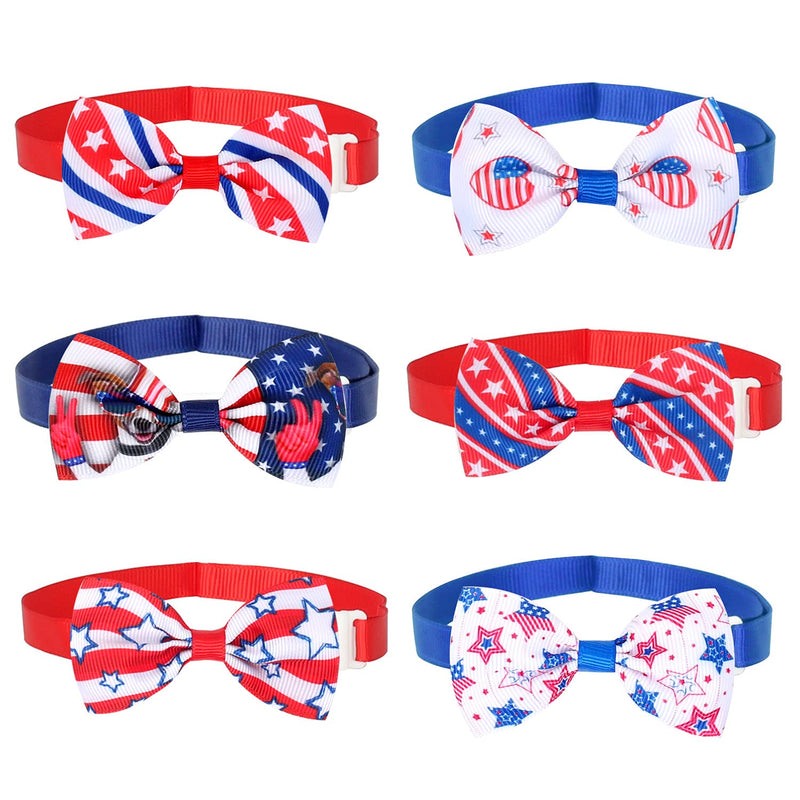 Collar Bow Ties for Dogs - 4th of July Bow Tie - Flag Pattern Pet Dog Necktie - for Summer Use - Cute, Comfortable, and Durable - Adjustable Pet Dog Collars for Small Medium Dog/Cats - PawsPlanet Australia