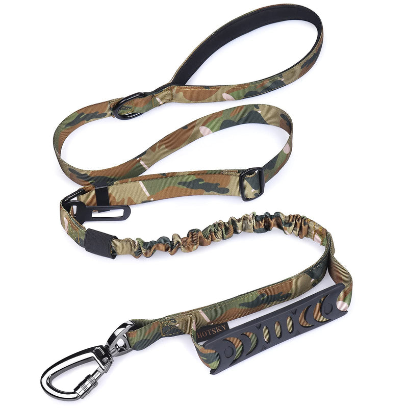 Heavy Duty Dog Leash, Camo Military Dog Leashes with Car Seat Belt for Large Dogs Up to 150lbs, 6Ft Shock Absorbing Retractable Strong Dog Leash, Double Handle Tactical Dog Leash for Dog Training - PawsPlanet Australia