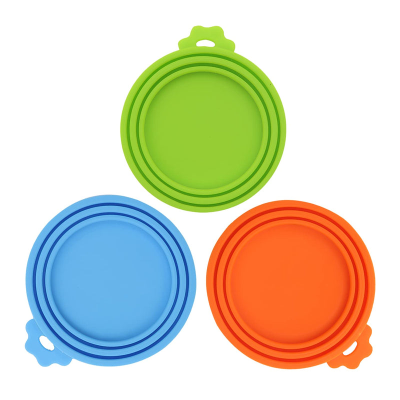 SHENQIDZ 3 Pack Pet Food Can Covers Lids Universal BPA Free & Dishwasher Safe/Silicone Dog&Cat Food Can Lid Covers (green+blue+orange) green+blue+orange - PawsPlanet Australia