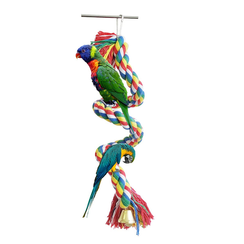 zhuohai Bird Rope Perch, Colorful Rotate Cotton Rope Bird Perch Stand, Rope Bungee Bird Toy for Parakeets Cockatiels, Conures, Parrots, Love Birds - PawsPlanet Australia