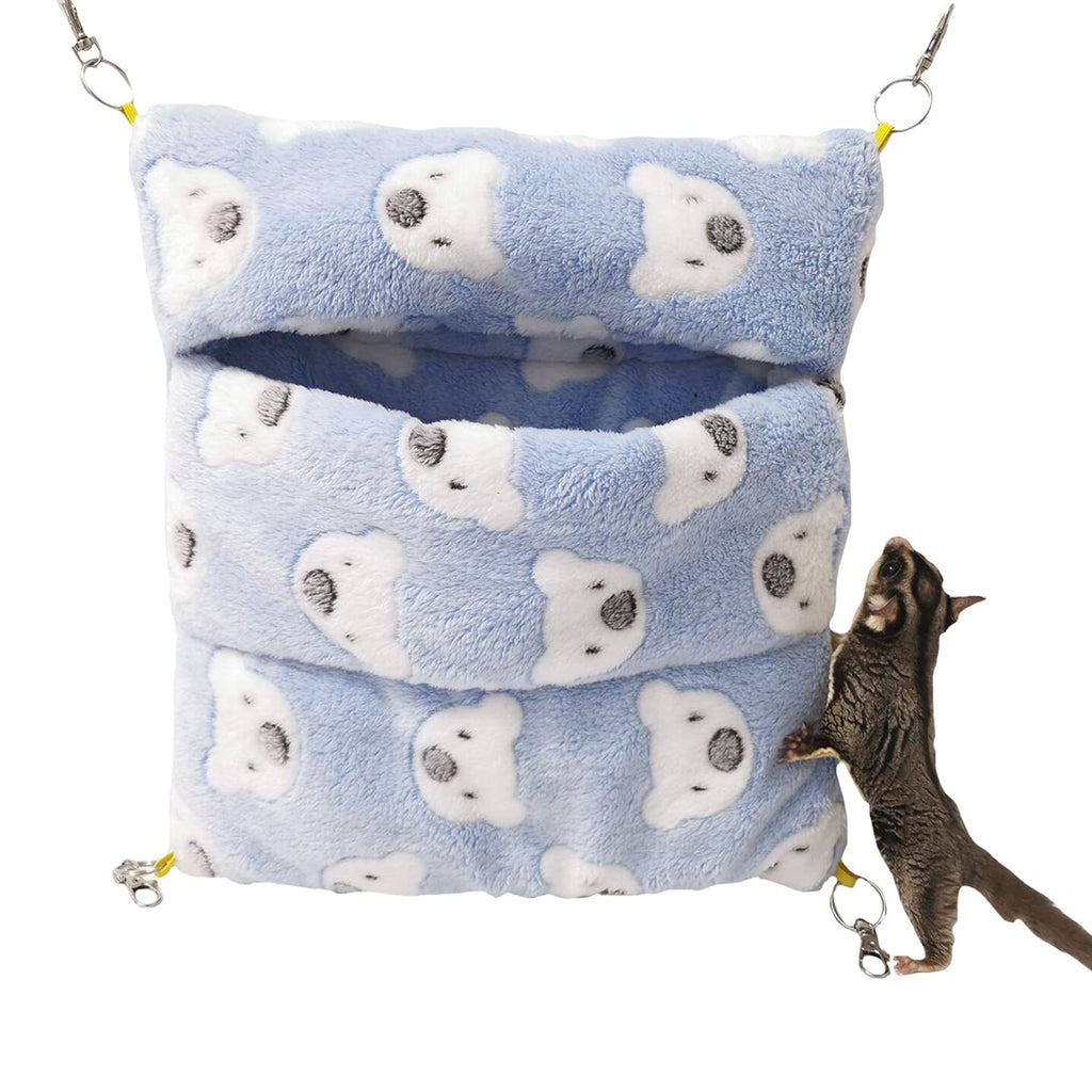 Littledropet Thick Fleece Ferret Sugar Gliders Hammock Pouch Sack Swing Hanging Bed for Rat Guinea Pig Squirrel and Other Small Animal L(13.7inch) Blue - PawsPlanet Australia