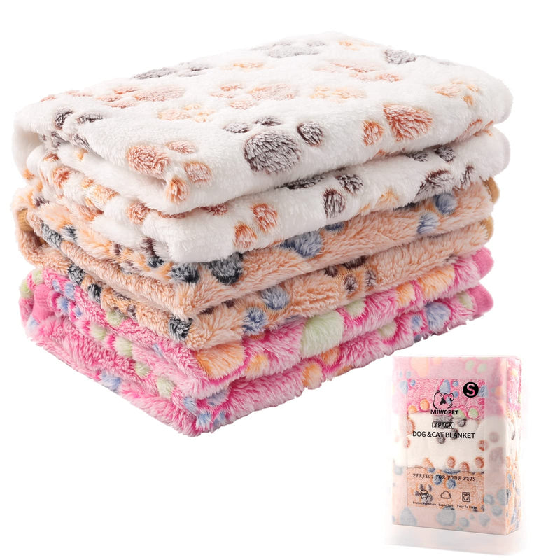 3 Pack Cat and Dog Blanket - MIWOPET Soft & Warm Fleece Flannel Pet Blanket, Great Pet Throw for Puppy, Small Dog, Medium Dog & Large Dog (Small) Small (23"*15") - PawsPlanet Australia