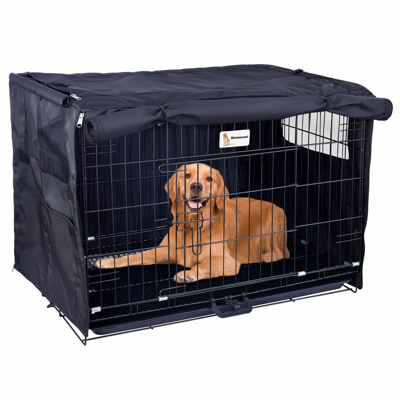 Dog Crate Cover Durable- Fits 24 30 36 42 48 Inches Wire Crate - Dog Kennel Cover for Medium and Large Dog - Heavy Duty Oxford Fabric with 1 2 3 Doors Rhombus Black-2 24 Inch - PawsPlanet Australia