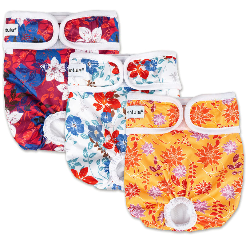 Pantula Washable Female Diapers (3 Pack) Female Dog Diapers, Comfort Reusable Doggy Diapers for Girl Dog in Period Heat Flowers XS: NewBorn-10‘’ - PawsPlanet Australia