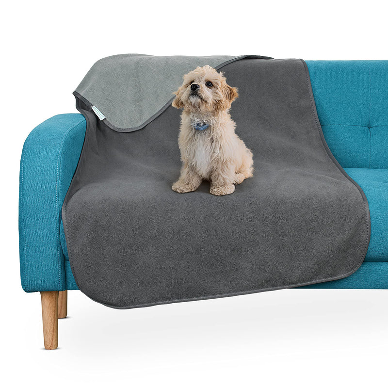 Waterproof Pet Blanket, Washable Dog Blanket for Couch Sofa, Reversible Couch Cover Protector for Dogs, Liquid Resistance Blanket for Dogs Small Medium Large 50x30 inch Grey - PawsPlanet Australia