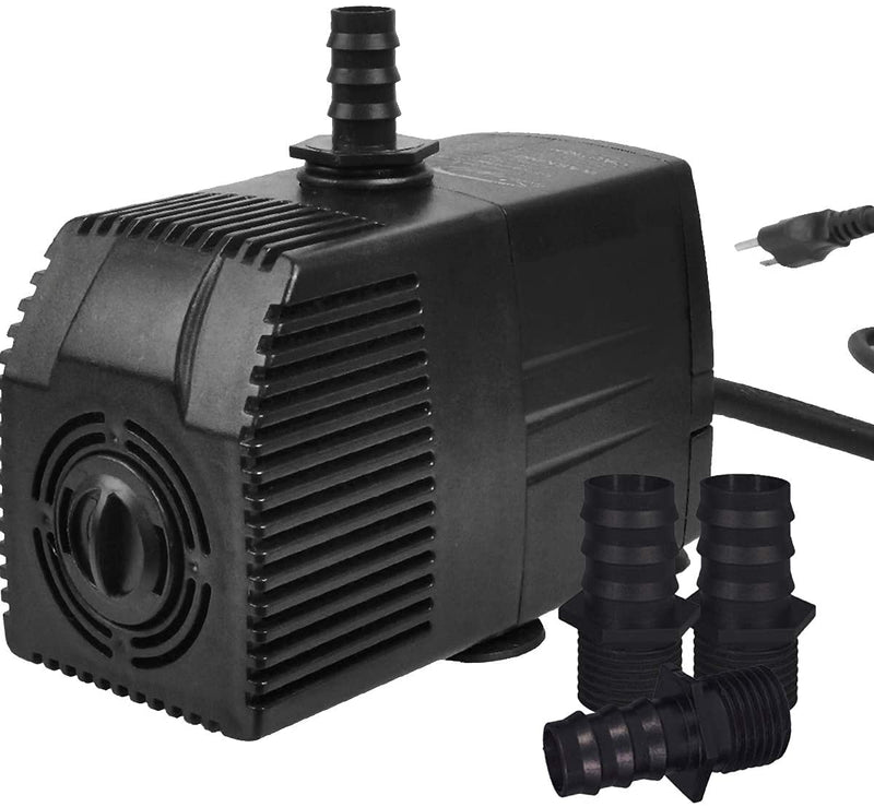 Simple Deluxe Submersible Water Pump with 6' Cord and 2 Threaded Nozzles for Fountains, Ponds, Aquariums and Hydroponics 400 GPH - PawsPlanet Australia