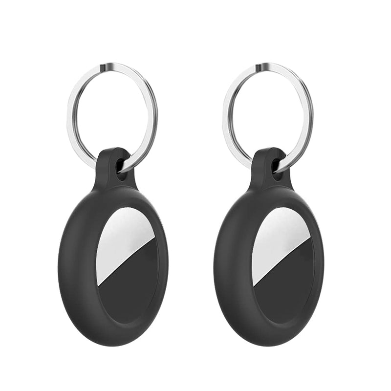 2 Pack Black Key Ring AirTag Case Compatible with Apple AirTag Finder 2021,Waterproof Black Air Tag Holder Keyring Keychain, Silicone Holder Accessories Cover for Apple AirTags Black+Black - PawsPlanet Australia