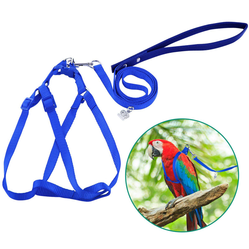 Bird Harness and Leash Kit Adjustable Anti-Bite, Fit for Large Medium Birds, Macaw,Budgerigar, Cockatoo, African Grey, and Reptiles, Lizards Blue - PawsPlanet Australia