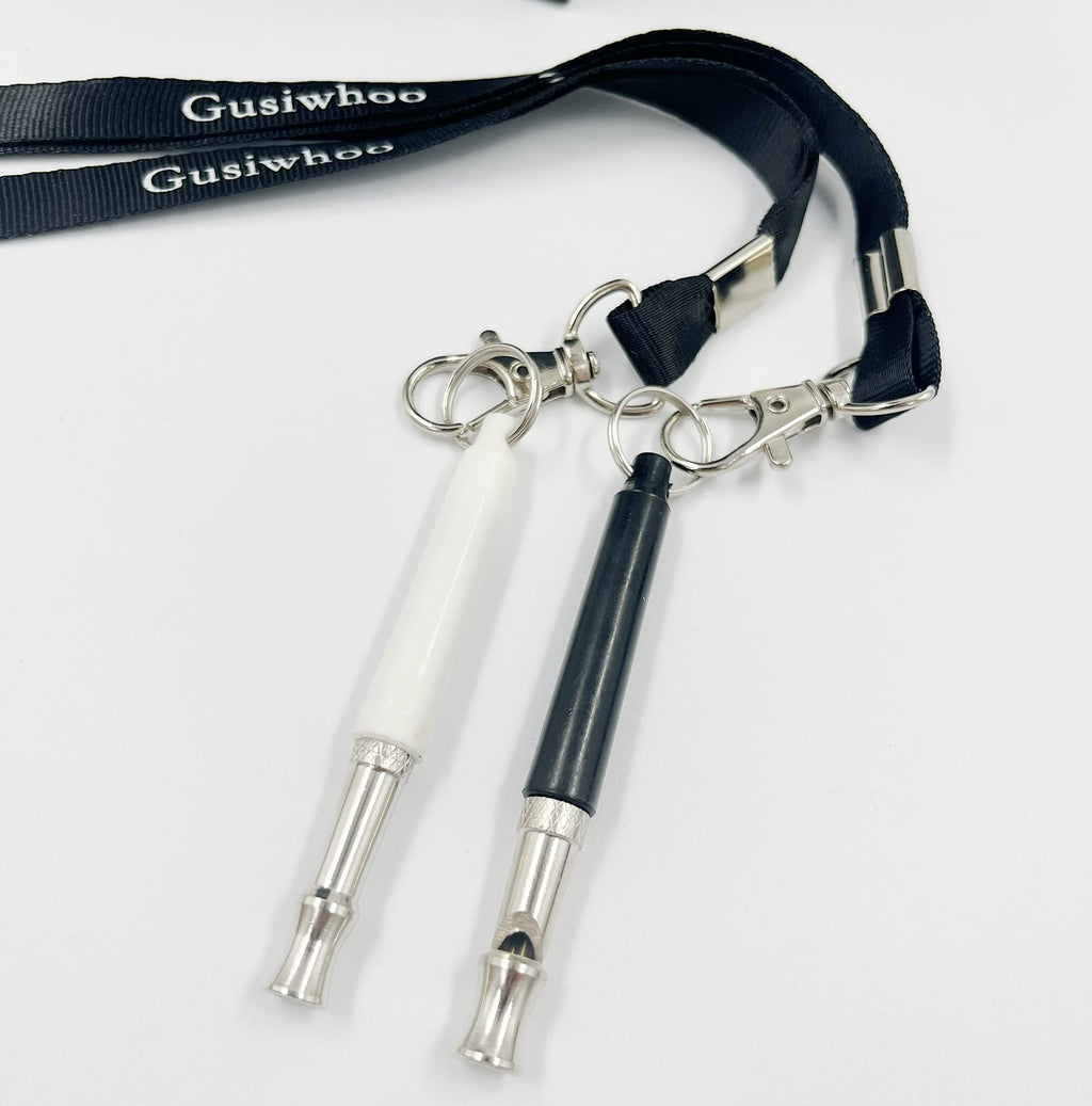 Gusiwhoo 2 Pack Dog Whistle Adjustable Frequency Professional Ultrasonic Stainless Steel Dog Whistle Dogs Stop Barking Recall Training Convenient Free Black String - PawsPlanet Australia