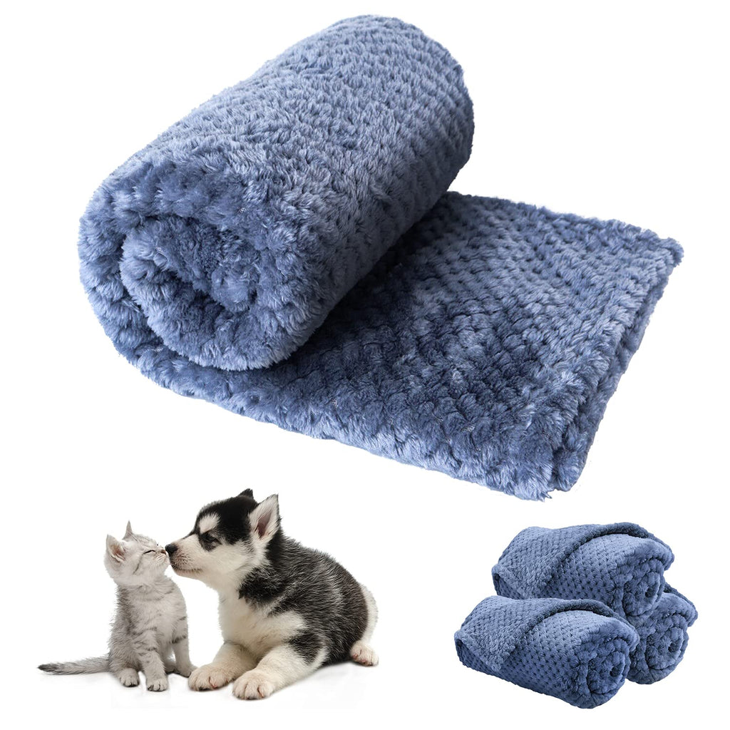 1 Pack 3 Dog Puppy Blanket Small Medium Large Pet Cat Blankets Fleece Soft Warm Doggy Kitten Throws for Crate Bed Blue Large Washable 15x24IN S:(15x24IN)x3 - PawsPlanet Australia