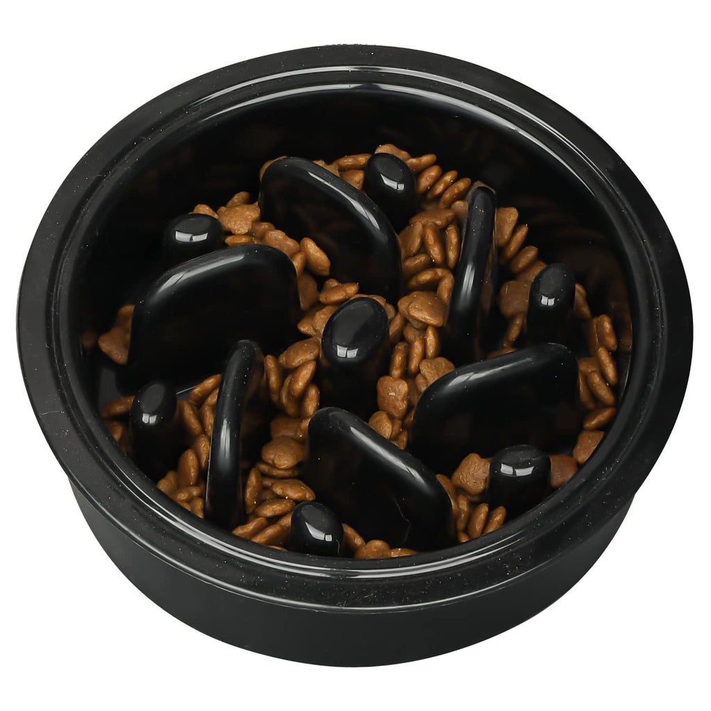 FOREYY Dog Slow Feeder Bowl for Raised Pet Feeders, Non Slip Puzzle Bowl, Anti-Gulping Pet Slower Food Feeding Dishes, Interactive Bloat Stop Bowls Preventing Choking Healthy Design Dogs Bowl Small - 1.5 Cup Black - PawsPlanet Australia