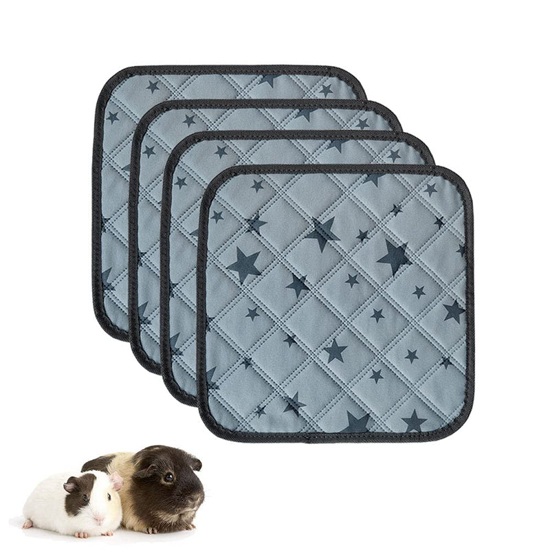 RIOUSSI Guinea Pig Cage Liners, Absorbent Washable Reusable Guinea Pig Fleece Bedding for Midwest and C&C Cages with Leakproof Bottom 12x12 Inch (Pack of 4) Star Print 2 - PawsPlanet Australia