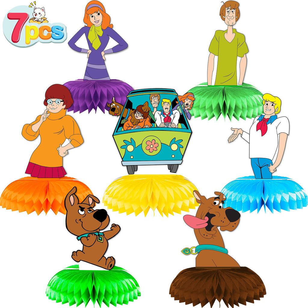 7Pcs Honeycomb Centerpieces for Scoob Doo Birthday Party Supplies, Party Decorations Double Sided Table Decorations Centerpieces Party Favors, Scoob Cake Topper Photo Booth Props Party Gifts - PawsPlanet Australia