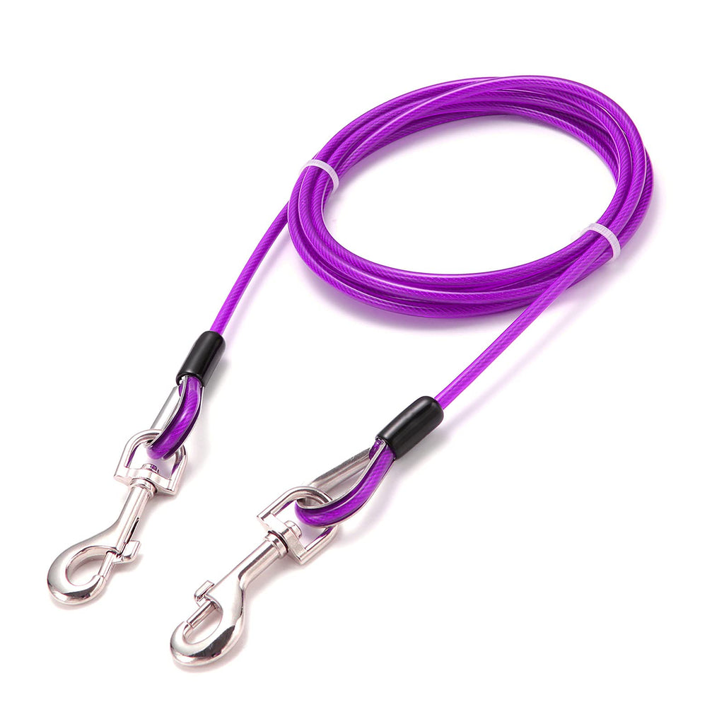 Dog Tie Out Cable,10ft Galvanized Steel Wire Pet Leash with PVC Coating for Pets Up to 100lbs,Dog Lead Line for Yard/Camping/Hiking/Running/Parks Noble purple - PawsPlanet Australia